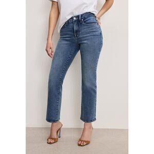 Good American Petite Straight Leg Jeans - High-Rise Compression Denim Size 4/27